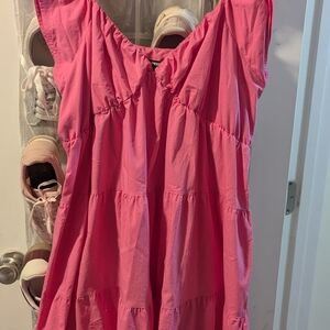 Express Pink Tiered Ruched Sundress